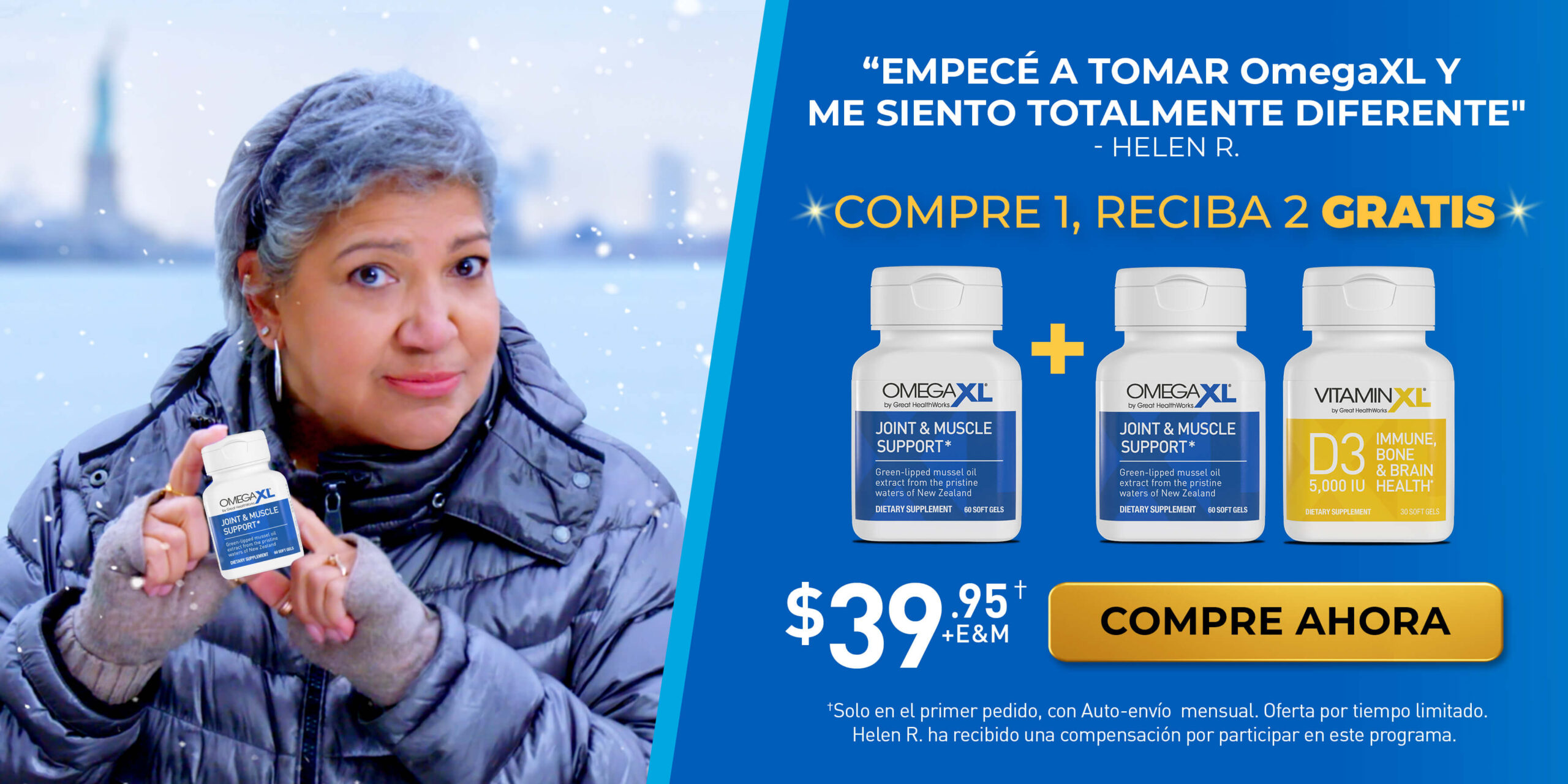 Compre uno y obtenga dos paquetes OmegaXL y VitaminXL gratis de $39.95. 